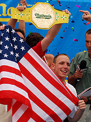 Joey Chestnut Wins Hot Dog Eating Contest