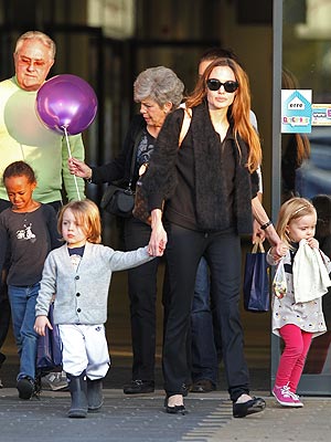 Angelina Jolie, Brad Pitt's Parents Take Kids Out in Budapest