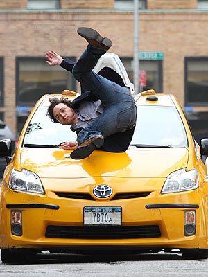 James McAvoy Flips Over Taxi in New York City | James McAvoy