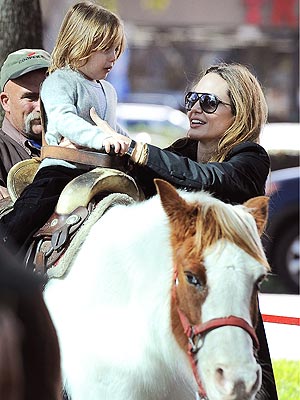 Angelina Jolie at Farmers Market, Knox Jolie-Pitt on Pony
