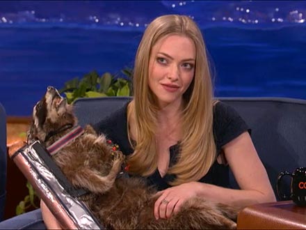 Conan Gives Amanda Seyfried His Taxidermied Jet Pack Raccoon