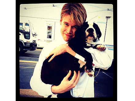 Cuddle Alert! Chord Overstreet Hugs a Puppy