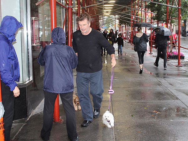 Alec Baldwin Faces Hurricane Sandy to Walk His Dogs