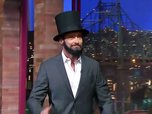 Hugh Jackman Dresses Like Abraham Lincoln – and Sings! – for David Letterman