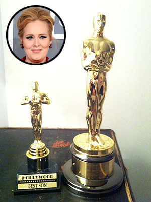 Adele Presents Mini Oscar to Her 'Best Son'