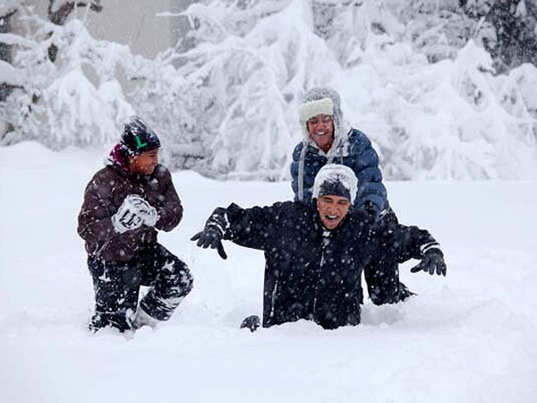 Winter Weather: President Obama Post Snow Day Picture (from 2011)