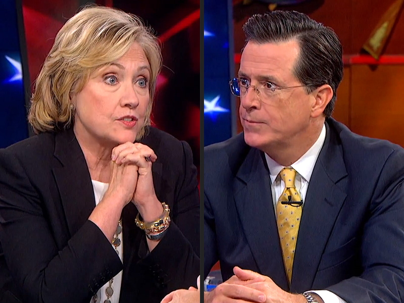 Hillary Clinton and Stephen Colbert Name Drop