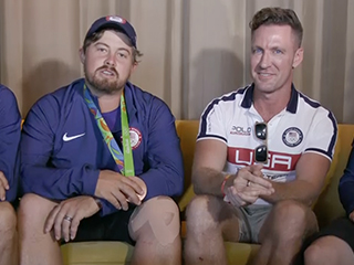 WATCH: Jeremy Renner and Geena Davis Surprise the U.S. Men's Archery Team