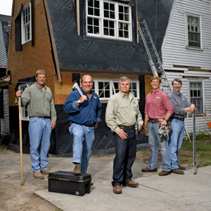 this old house crew gathered in front of a recent t o h t v house project