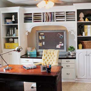 home office remodel after with diy built-in bookcases