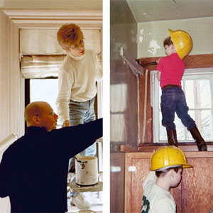 The editor and his mom, Judy, get rolling at his place, around 1999. And Scott and his brother Tim.