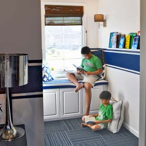after remodel of kids reading nook, budget redo