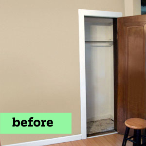 closet before redesign as an office alcove