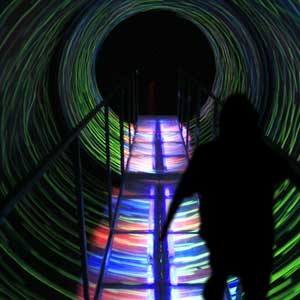 Vortex with person walking through it