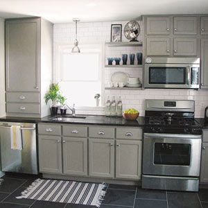 kitchen with polyurethane slate floor
