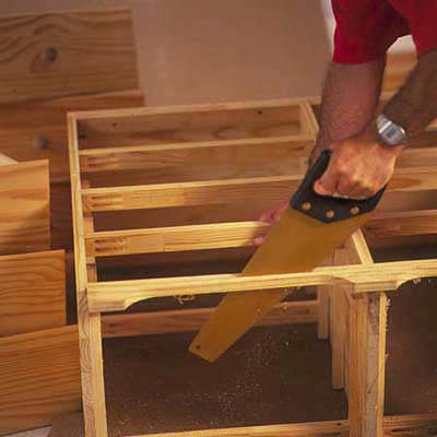 saw off feet and other protrusions with hand saw