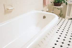 gleaming new finish on cast-iron tub