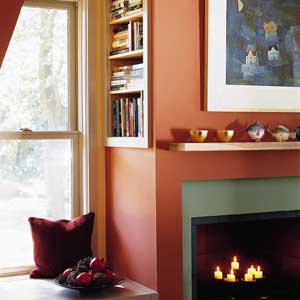 fireplace wall in a casual living room