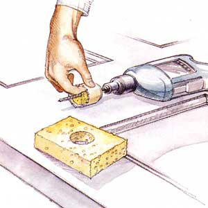 sponge and hole saw