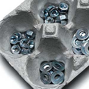 egg carton as storage for loose screws and bolts