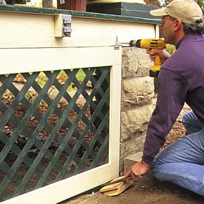Hang the framed-lattice panels
