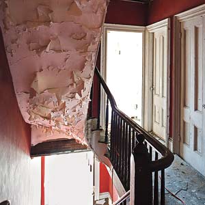 badly peeling paint in an old building
