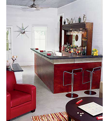 Renovated 1890s barroom with new concrete floor