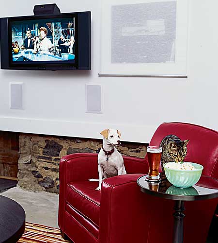 Flatscreen television in bar area