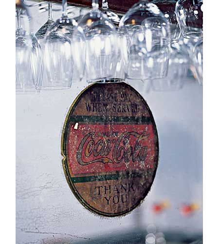 Vintage Enjoy Coca-Cola sticker on glass bar back