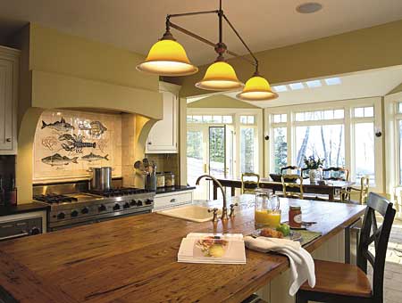 Dining table next to bay window