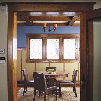 dining room with coffered ceiling