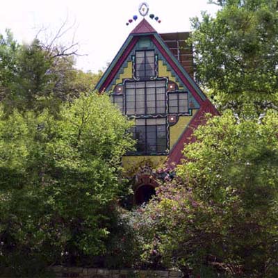 the intricately detailed exterior of casa neverlandia in texas
