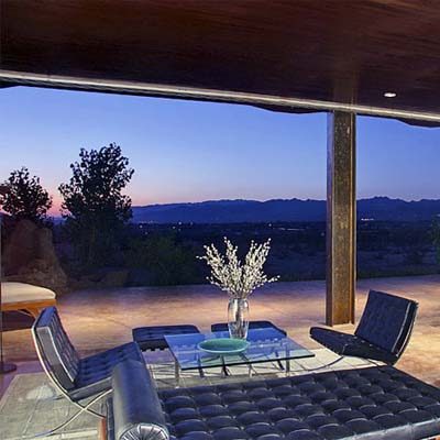 joshua tree california boulder house living room and view