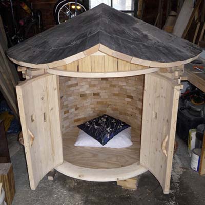 DIY meditation temple in the workshop