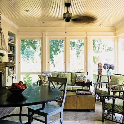 new screened porch in Sag Harbor home's addition