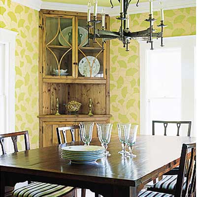salvaged pine used for cupboards in Sag Harbor dining room