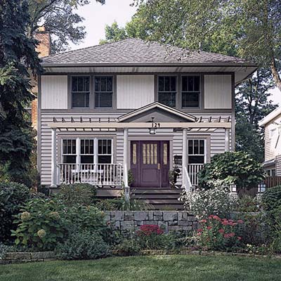 new front porch and a terraced garden