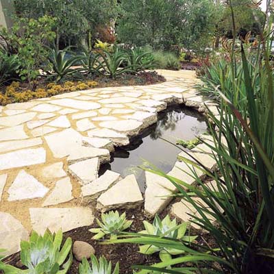 sliver of water in a front walkway