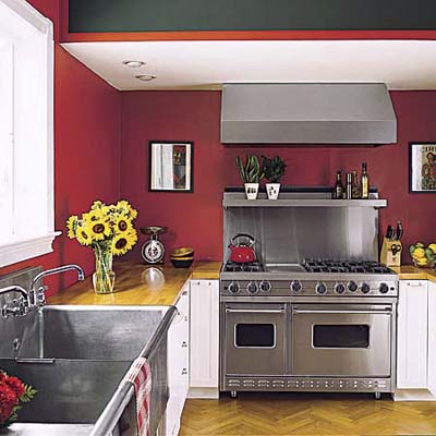 Queen Anne kitchen with no upper cabinets and undercounter refrigerators