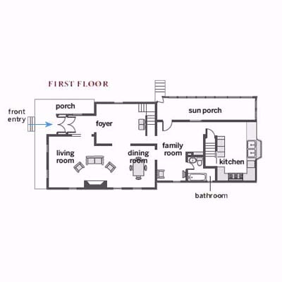 1st floor plan of 1895 Queen Anne