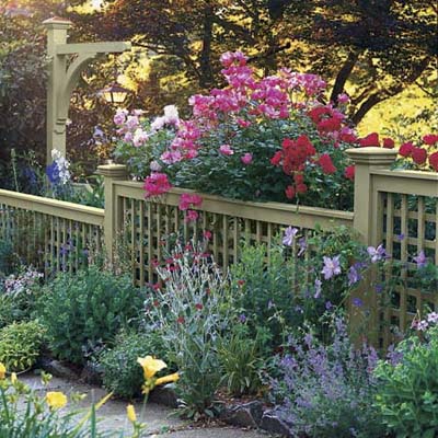 Fence with blooming floral border