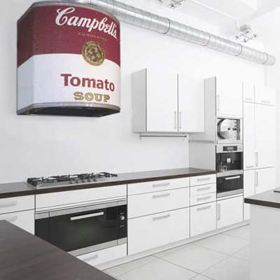 vent hood shaped like an andy warhol soup can
