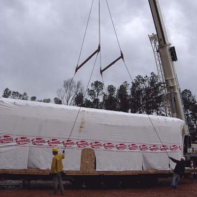 flatbed transport of house frame