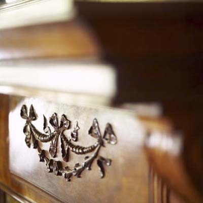 carved wood mantel