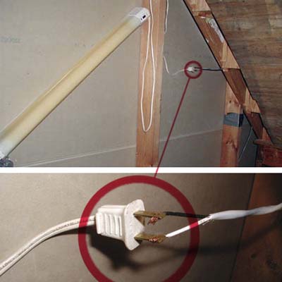 light plug attached directly to electrical wires