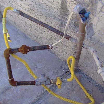 gas and electrical lines all mixed up together