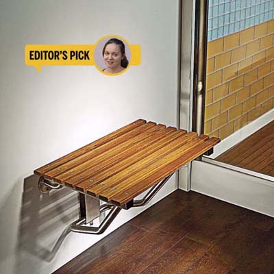 teak shower seat and floor, bath products, editor's pick, Jennifer Brite