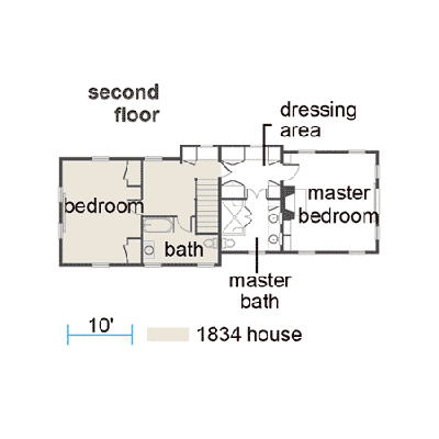 second-floor floor plan of 1830s farmhouse rehab