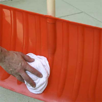 car wax applied to a snow shovel can prevent snow from sticking