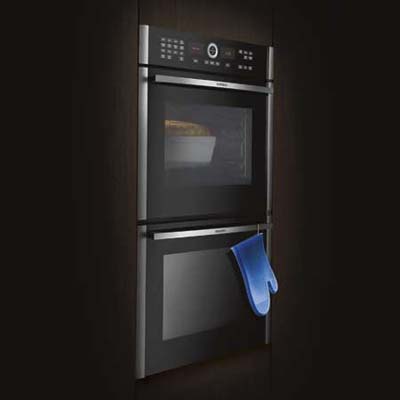 Slick built-in double wall ovens with ipod-like controls from Siemens 